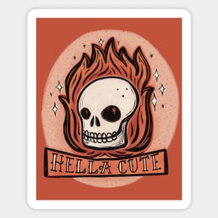 Hella Cute Flaming Skull Magnet